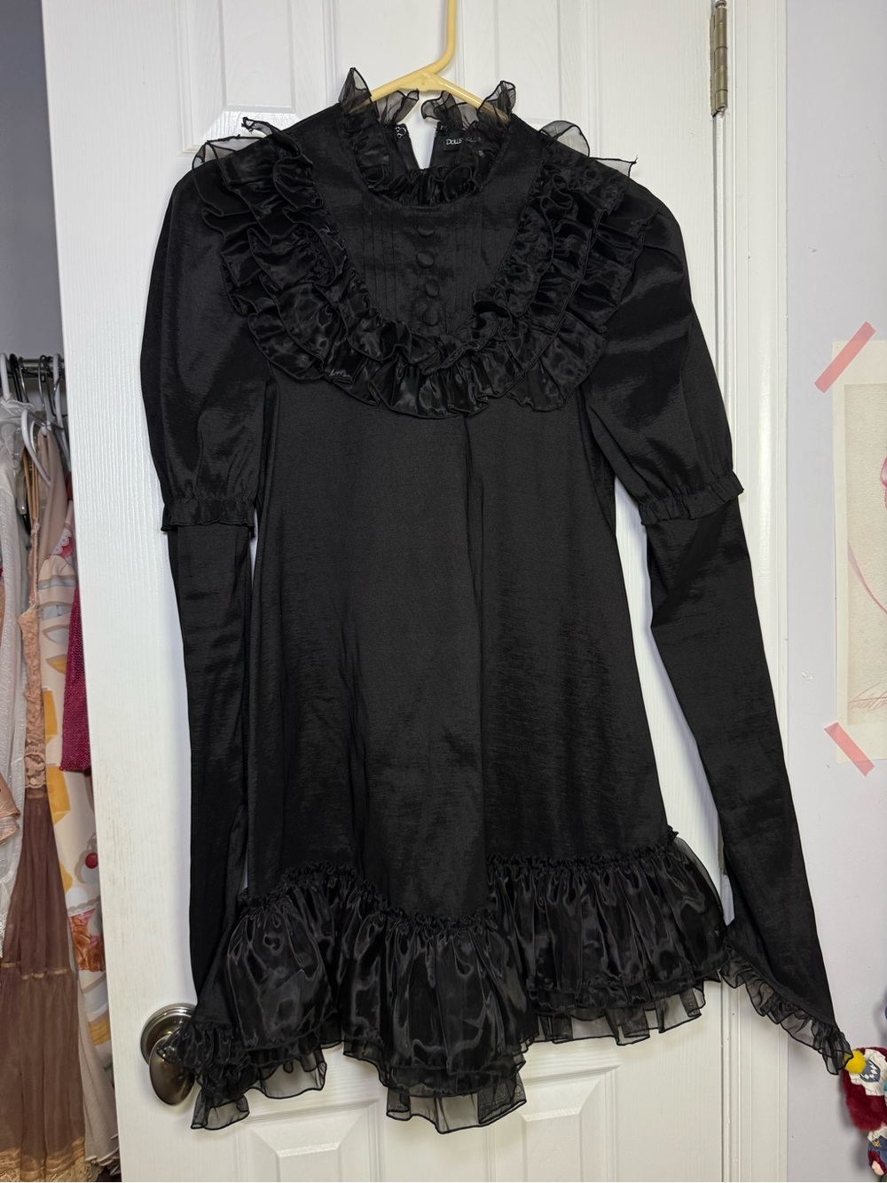 Dolls Kill Halloween Clown Black Ruffled Gothic Mini Dress - Picture 3 of 13